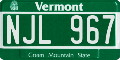 VT license plate NJL967
