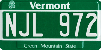 VT license plate NJL972