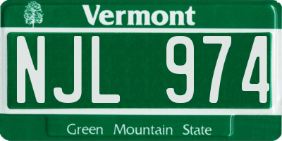 VT license plate NJL974