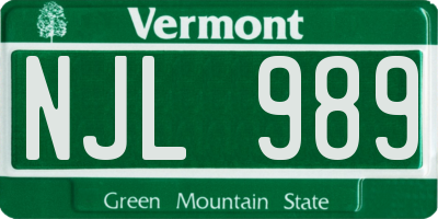 VT license plate NJL989