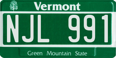 VT license plate NJL991