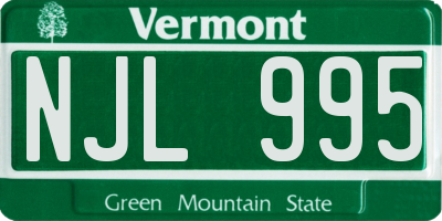 VT license plate NJL995