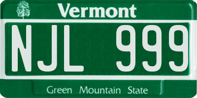 VT license plate NJL999