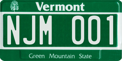 VT license plate NJM001