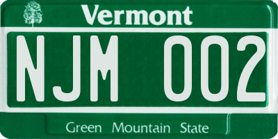 VT license plate NJM002