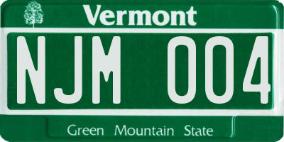 VT license plate NJM004