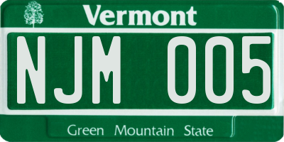 VT license plate NJM005