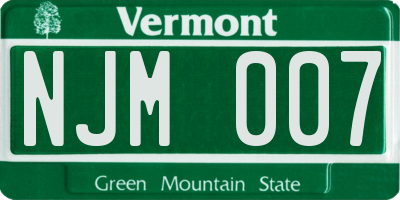 VT license plate NJM007