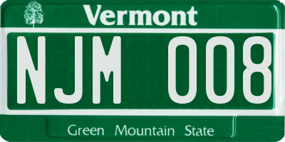 VT license plate NJM008