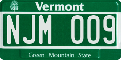 VT license plate NJM009