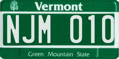 VT license plate NJM010