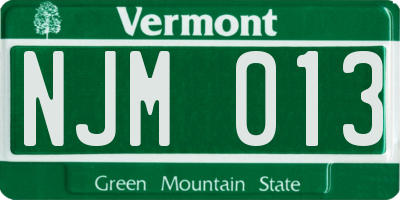 VT license plate NJM013