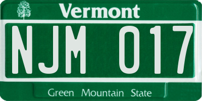 VT license plate NJM017