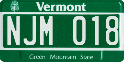 VT license plate NJM018