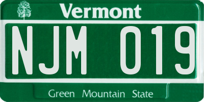 VT license plate NJM019