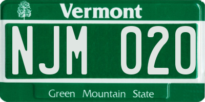 VT license plate NJM020