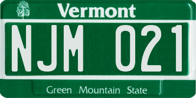 VT license plate NJM021