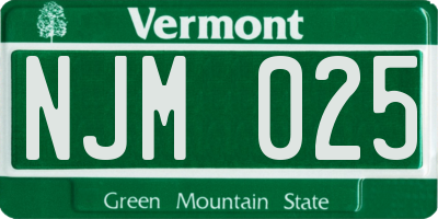 VT license plate NJM025