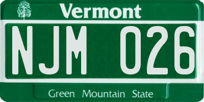 VT license plate NJM026