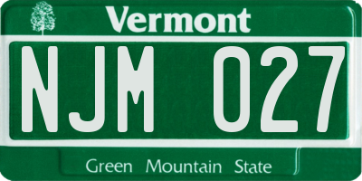 VT license plate NJM027
