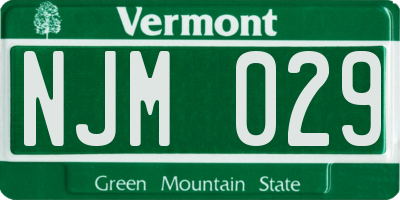 VT license plate NJM029