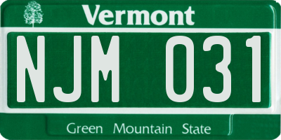 VT license plate NJM031