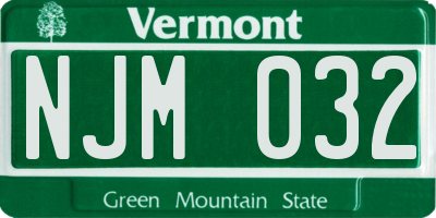 VT license plate NJM032