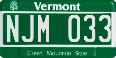 VT license plate NJM033