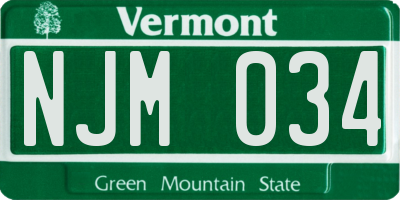 VT license plate NJM034