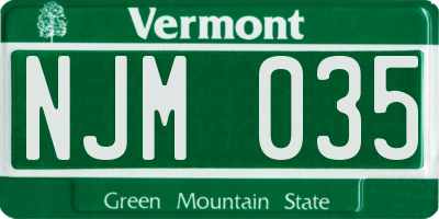 VT license plate NJM035