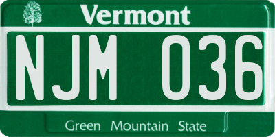 VT license plate NJM036