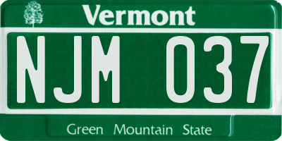 VT license plate NJM037