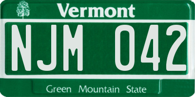 VT license plate NJM042