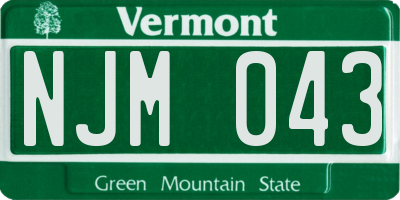 VT license plate NJM043