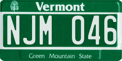 VT license plate NJM046