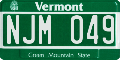 VT license plate NJM049