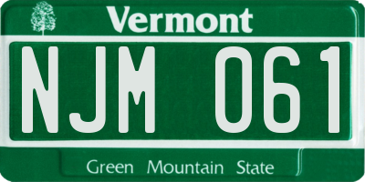 VT license plate NJM061