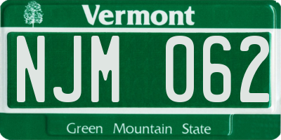 VT license plate NJM062