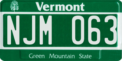 VT license plate NJM063