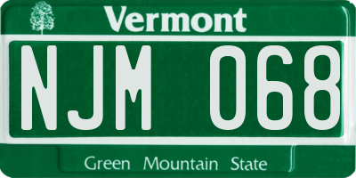 VT license plate NJM068