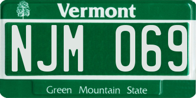 VT license plate NJM069