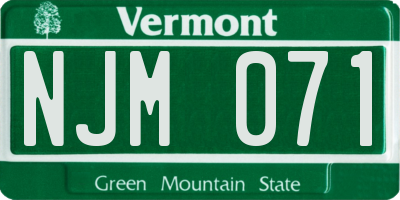 VT license plate NJM071