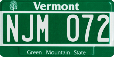 VT license plate NJM072