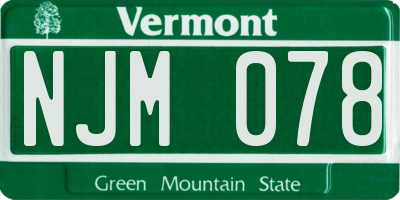 VT license plate NJM078