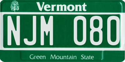VT license plate NJM080