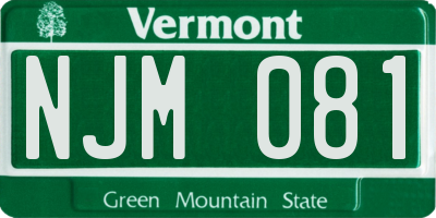 VT license plate NJM081