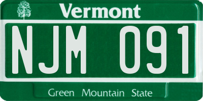 VT license plate NJM091