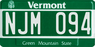 VT license plate NJM094