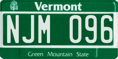 VT license plate NJM096
