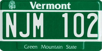 VT license plate NJM102
